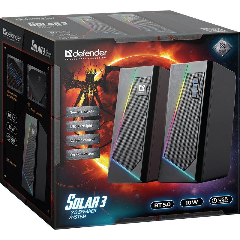 Акустична система 2.0 Defender Solar 3 10Вт, BT/Light USB (65103)