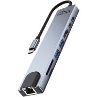 Док-станція USB3.1 Type-C --> HDMI4K60Hz/2xUSB-A/2xType-C/RJ45/SD/TF/PD 100W 8 in 1 Media-Tech (MT5046)