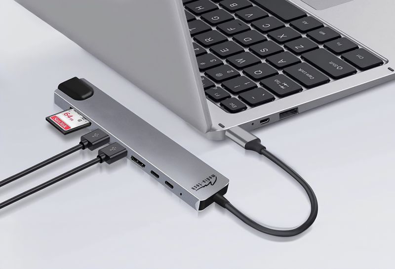 Док-станція USB3.1 Type-C --> HDMI4K60Hz/2xUSB-A/2xType-C/RJ45/SD/TF/PD 100W 8 in 1 Media-Tech (MT5046)
