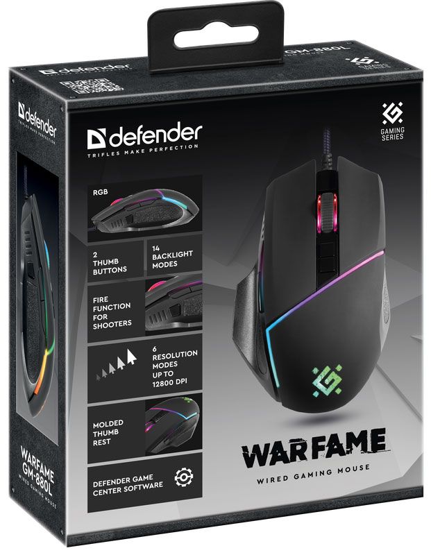 Мишка Defender Warfame GM-880L ігрова, 12800dpi., 8кн., RGB (52880)