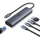 Док станція USB3.2 Type-C --> RJ45 (1000M)/USB-Ax1, 3.2/USB-Ax1, 2.0/2xUSB-C 3.2/ PD CM512 сірий (45320)