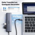 Док станція USB3.2 Type-C --> RJ45 (1000M)/USB-Ax1, 3.2/USB-Ax1, 2.0/2xUSB-C 3.2/ PD CM512 сірий (45320)
