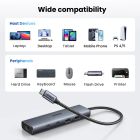 Док станція USB3.2 Type-C --> RJ45 (1000M)/USB-Ax1, 3.2/USB-Ax1, 2.0/2xUSB-C 3.2/ PD CM512 сірий (45320)