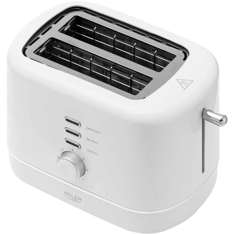 Тостер Adler AD 3224 white 850Вт/ 2 відділення/7 режимів підсмажування/розморожування/підігрів булок (AD3224W)