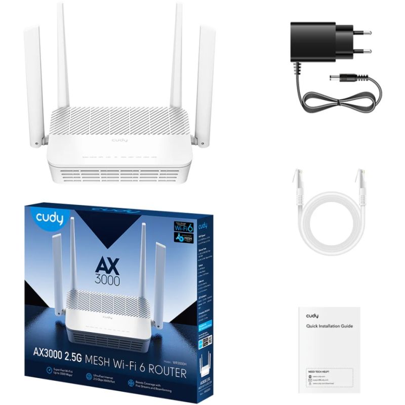 Маршрутизатор Cudy , AX3000 2.5G Wi-Fi 6 Mesh Router (WR3000H)