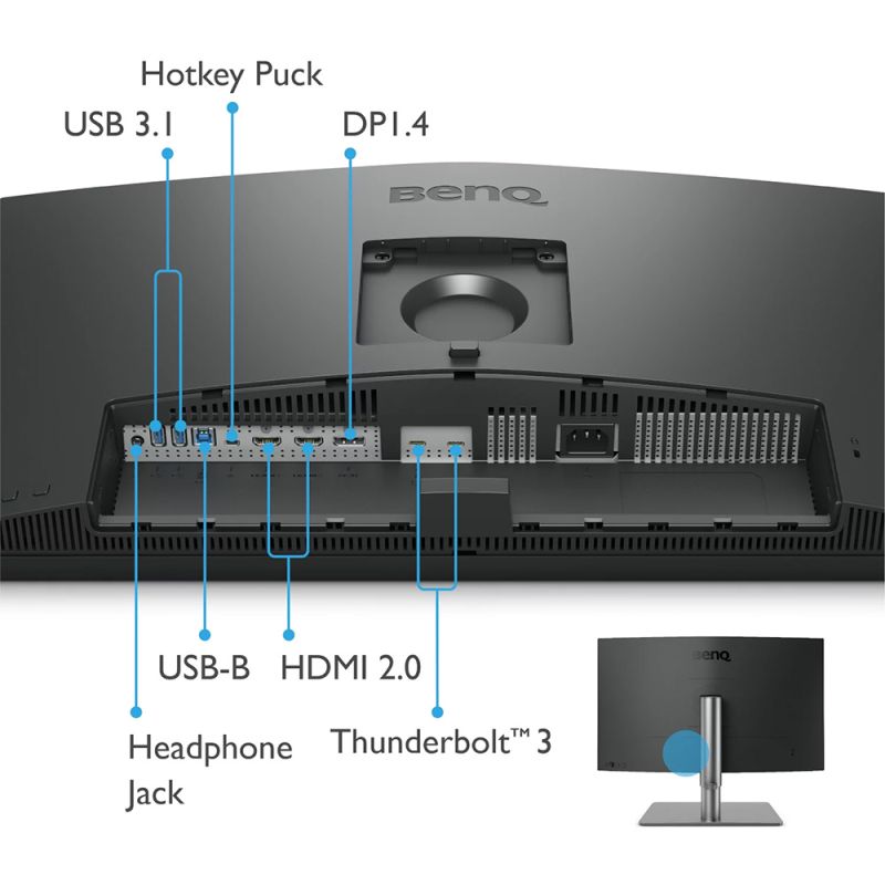 TFT 27" BenQ PD2725U, IPS, 4K UHD, DHDR400, 2xHDMI, DP, 2xThunderbolt 3 (USB-C), USB-hub, HAS, кол. (9H.LJXLA.TBE)