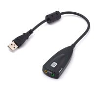 Звукова карта USB AUX jack, 2*TRS (Mic + Ear) Virtual 7.1 Channel, C-Media, кабель 25 см, чорна (B00811)