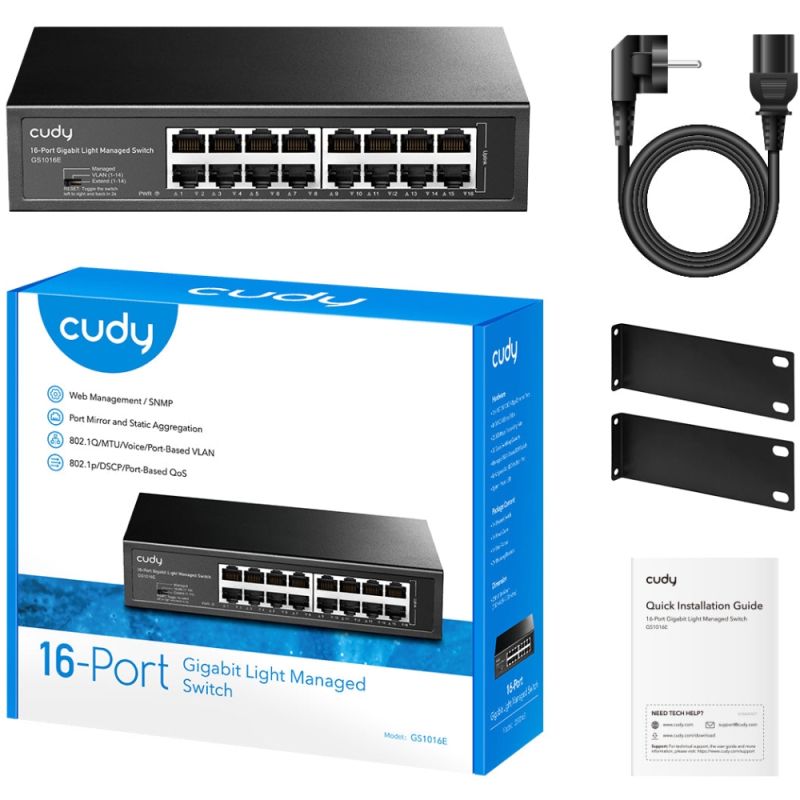 Комутатор Cudy , 16-Port Gigabit Easy-Managed Switch (GS1016E)