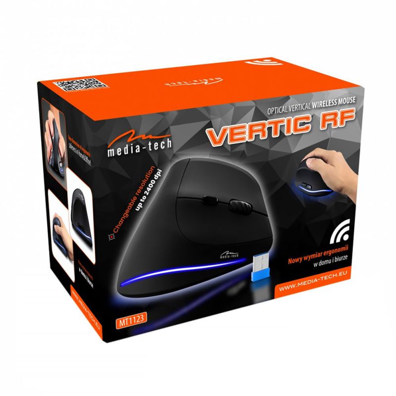 Мишка Media-Tech VERTIC, бездротова, 5кн., 2400dpi, чорна (MT1123)