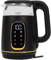 Електрочайник Adler AD 1305 black gold 1850-2200Вт/ 1.7л/ скло/ встановлення температури/ (AD1305BG)