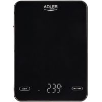 Ваги кухонні Adler AD 3177 black електронні/ 10кг/ г; мл, унція/ USB type C/ автовимкнення/ скло (AD3177B)