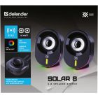 Акустична система 2.0 Defender Solar 8, 10Вт, Bluetooth, RGB підсвітка, USB, чорна (65938)