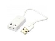 Звукова карта USB AUX jack, 2*TRS (Mic + Ear), Virtual 7.1 Channel, C-Media, кабель 20 см, біла (B00812)