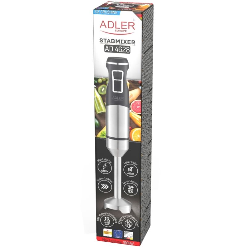Блендер Adler AD 4628 ручний/ 1500Вт/ 1 швидк./ без чаші/ Turbo/ Ice Crush/ чорний (AD4628)