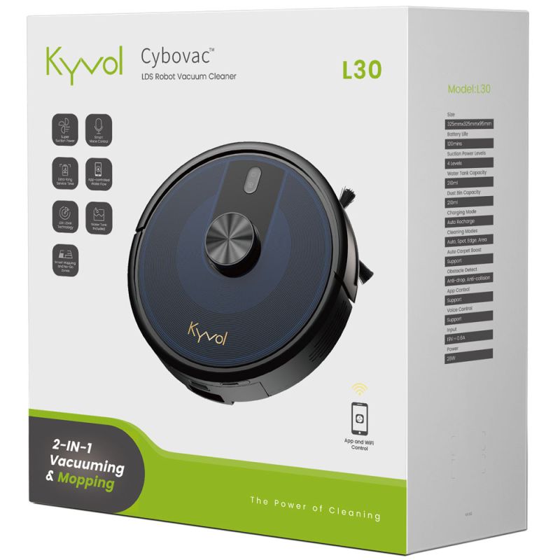 Робот пилосос Kyvol Cybovac L30 Lidar/210ml+210ml/2600 mA/2500 pa/Google Assistant,Amazon Alexa (Kyvol L30)
