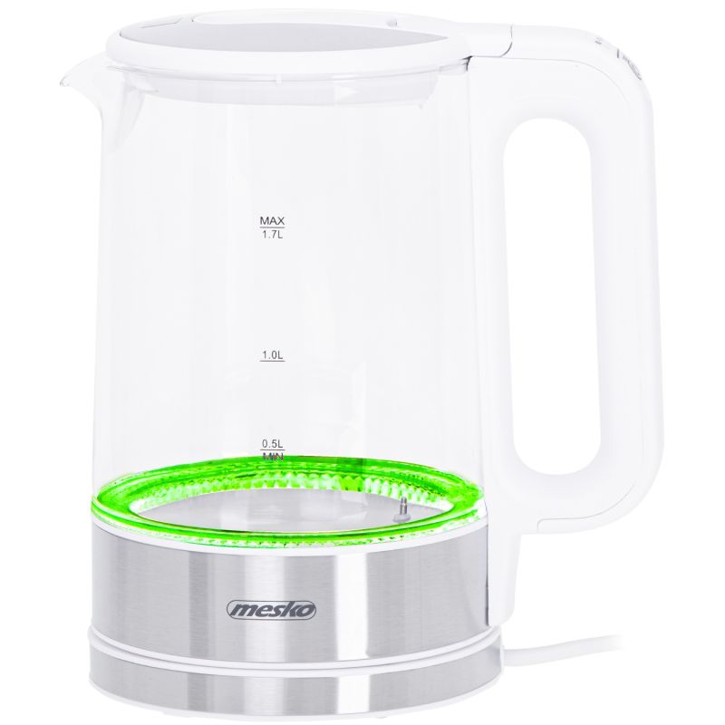 Електрочайник Mesko MS 1301 white 1850-2200Вт/ 1.7л/ скло/ встановлення температури (MS1301W)