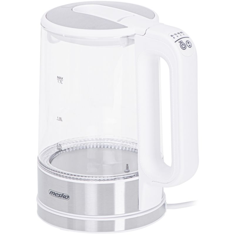 Електрочайник Mesko MS 1301 white 1850-2200Вт/ 1.7л/ скло/ встановлення температури (MS1301W)