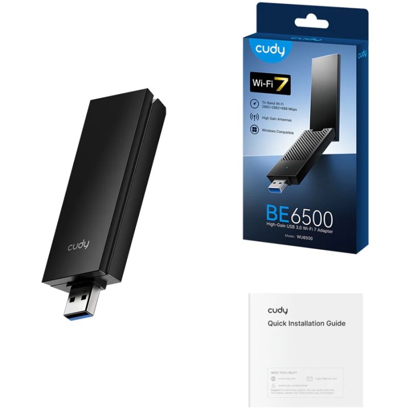 Адаптер WiFi Cudy , BE6500 Tir-Band Wi-Fi7 USB 3.0 Adapter (WU6500)