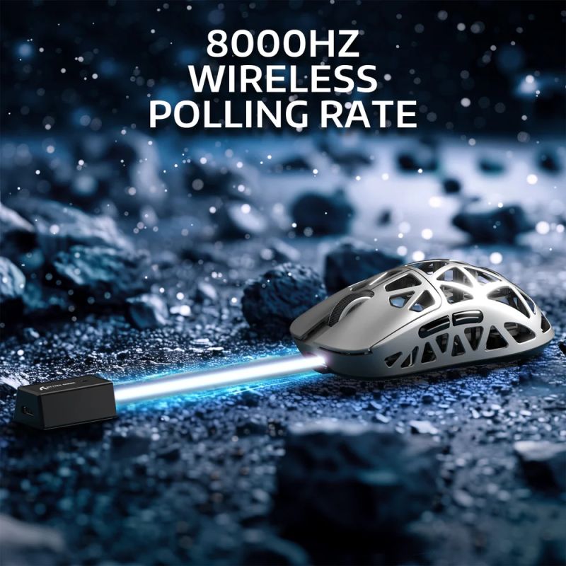 Мишка Attack Shark R2, Wireless/Bluetooth, 42000dpi. (PAW3950), 6кн., Silver gray (R2SGR_AS)