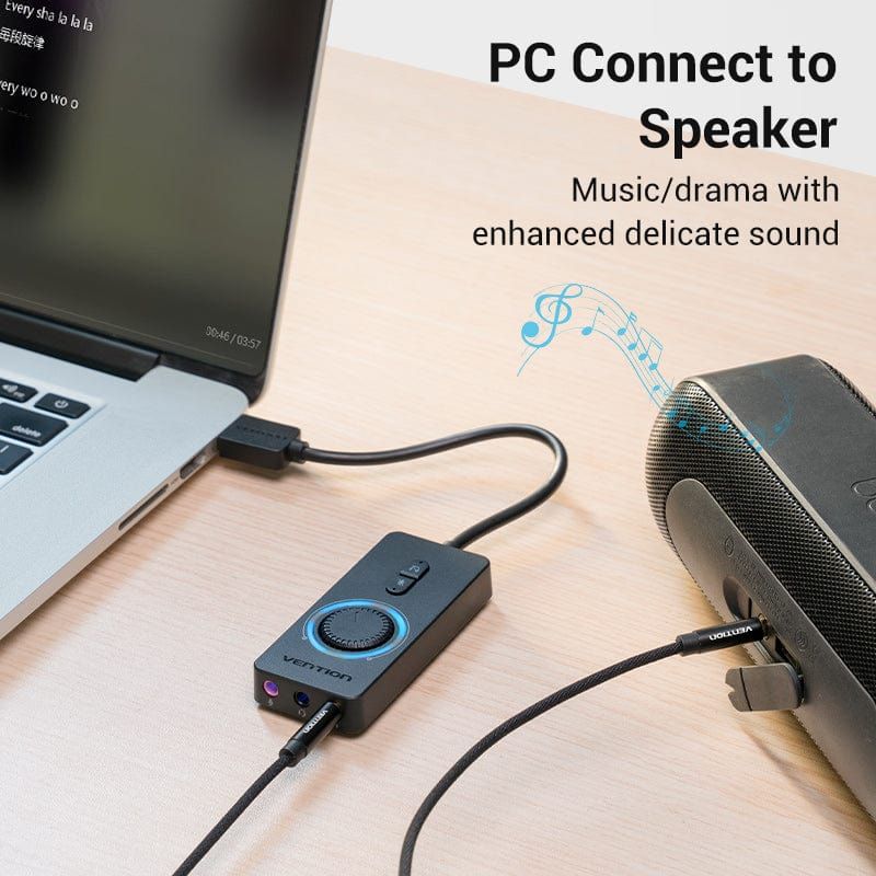 Звукова карта USB AUX jack, 3*TRS (Mic + Ear) 0.15m Volume Control чорна (CDRBB)