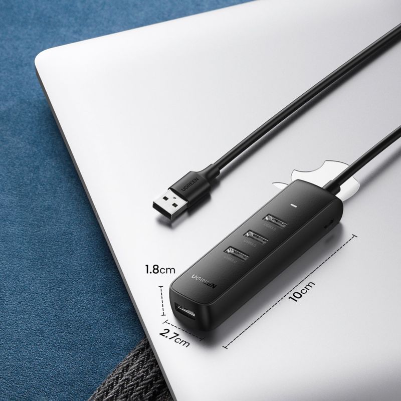 Хаб USB 3.2 Type A -> 4xUSB 3.2 Активний, 1м Чорний CM416 UGREEN (80657)