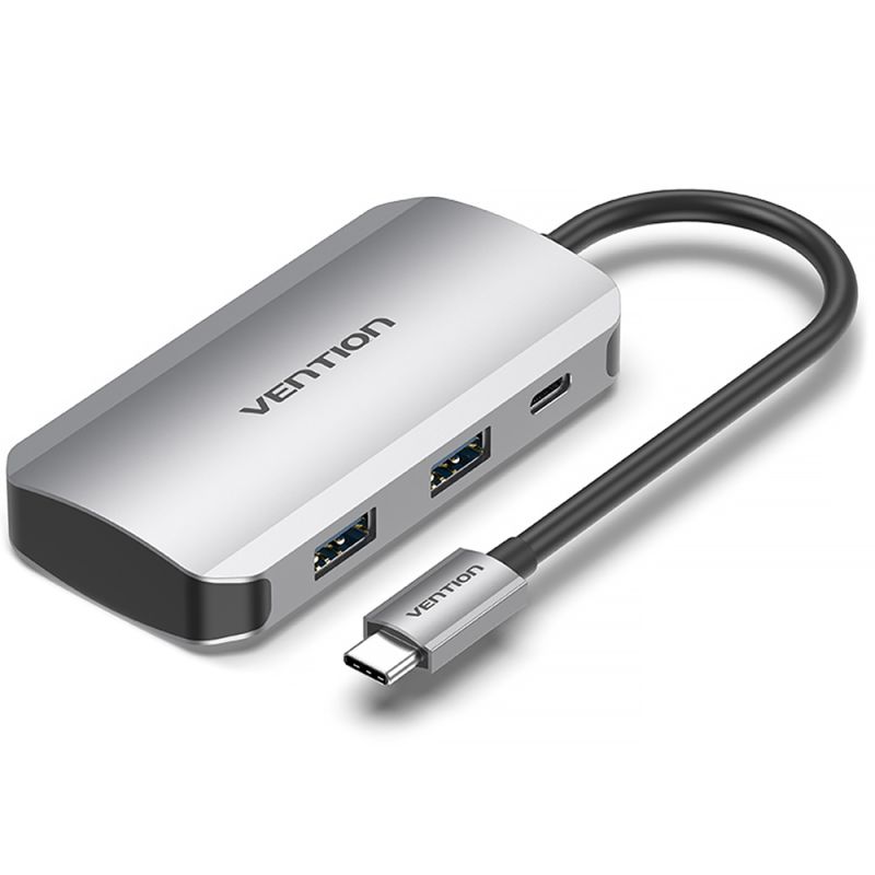 Хаб USB 3.1 Type-C -> 4хUSB 3.0/ Type-C PD 100W 5-in-1 Vention (TNBHB)