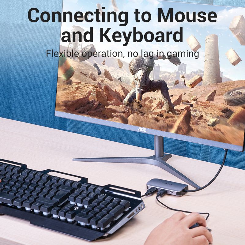 Хаб USB 3.1 Type-C -> 4хUSB 3.0/ Type-C PD 100W 5-in-1 Vention (TNBHB)