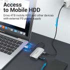 Хаб USB 3.1 Type-C -> 4хUSB 3.0/ Type-C PD 100W 5-in-1 Vention (TNBHB)