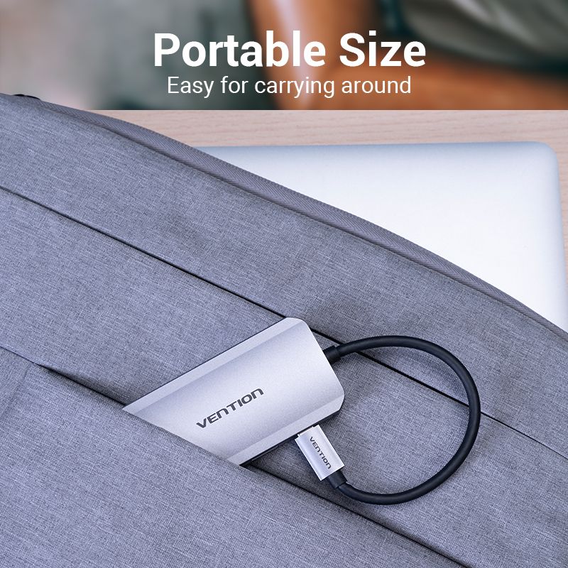 Хаб USB 3.1 Type-C -> 4хUSB 3.0/ Type-C PD 100W 5-in-1 Vention (TNBHB)