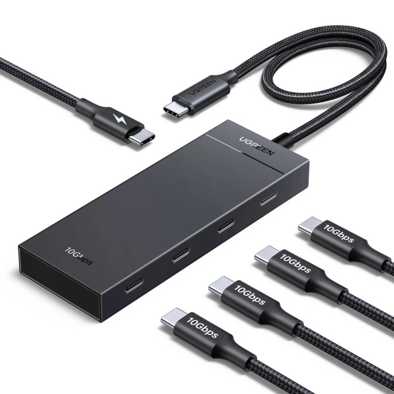 Хаб USB 3.2 Type-C -> 4хUSB-C 3.2 Gen2 10Gbps PD 100W Black CM806 Ugreen (55334)