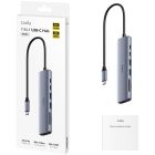 Хаб USB 3.0 Type-C -> 2xUSB-A, 2xUSB-C, 1xHDMI 4K@60Hz SD-card, TF-card, алюмінієвий корпус, CUDY (UH407)