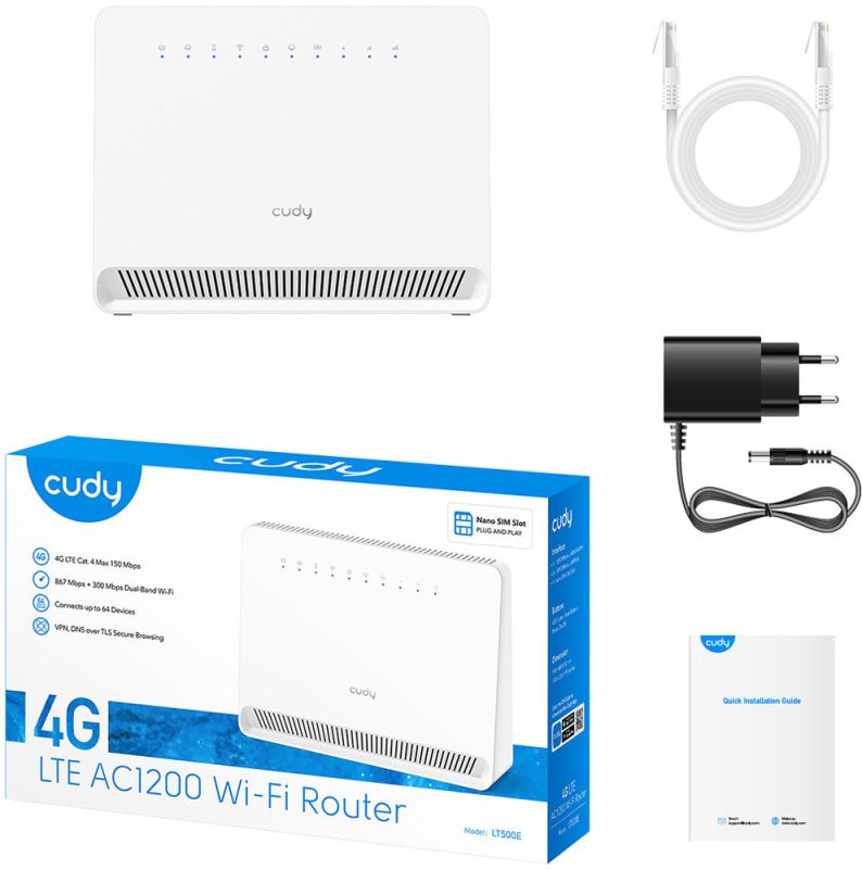 Маршрутизатор Cudy , AC1200 Wi-Fi 4G LTE-Cat4 Router (LT500E)