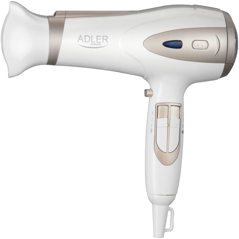 Фен Adler AD 2248 white champagne 2200Вт/ 2 швидкості/ хол.обдув/ темп.режимів-3/ іонізація/ дифузор (AD2248W)