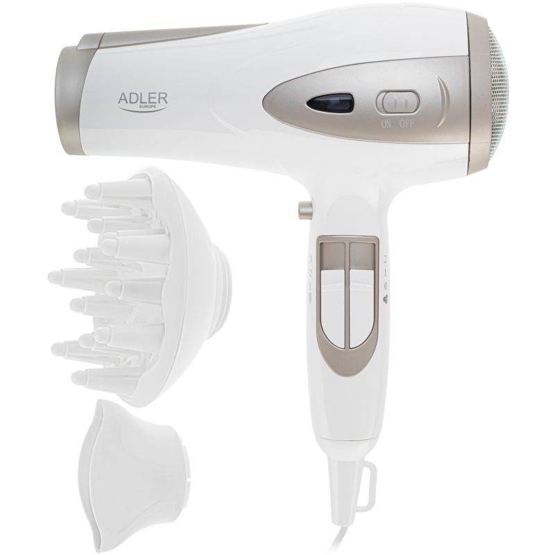 Фен Adler AD 2248 white champagne 2200Вт/ 2 швидкості/ хол.обдув/ темп.режимів-3/ іонізація/ дифузор (AD2248W)