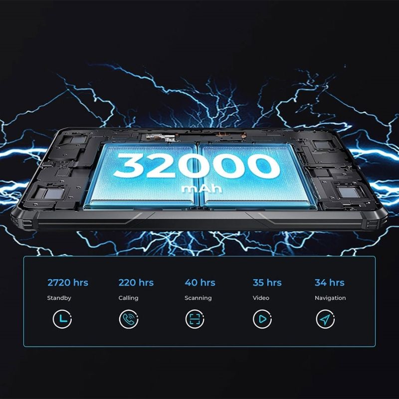Планшет Oukitel RT7 5G 10.1" FHD+ /12GB/512GB/ Dimensity7050 /32000mAh/ 48+32Мп /IP69K/NFC/LTE Black (RT7_5G_512_BK)