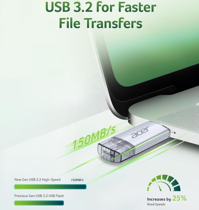 USB Flash Acer UT300 32GB Dual Drive USB-C & USB-A USB 3.2 Gen1, Retail (BL.9BWWA.588)