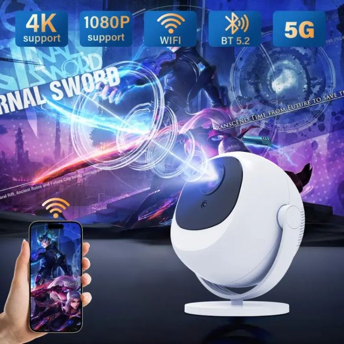 Проєктор H96 MAX BL360 LED LCD HD 200AL 16:9 H713 1G/8G Android 11.0 HDMI WiFi BT біло-чорний (H96MAX_BL360)