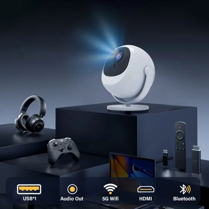Проєктор H96 MAX BL360 LED LCD HD 200AL 16:9 H713 1G/8G Android 11.0 HDMI WiFi BT біло-чорний (H96MAX_BL360)