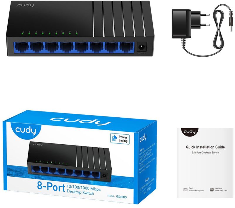 Комутатор Cudy , 8 портовий Gigabit Desktop Switch (GS108D)