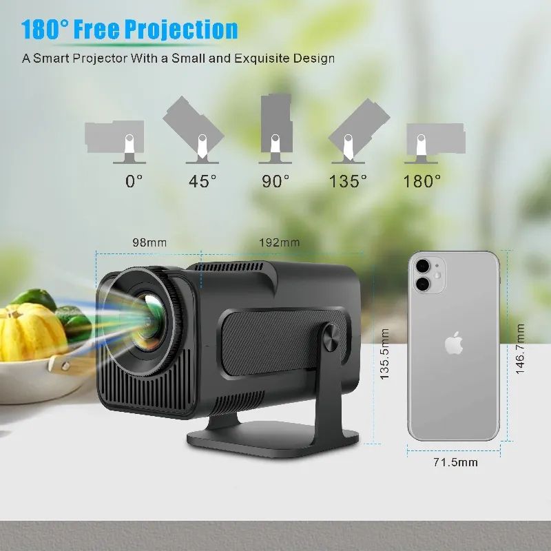 Проєктор AGN HY320 LED projector FullHD 300AL 16:9 H726 1G/8G Android 14 HDMI WiFi BT сірий (AGN-HY320)
