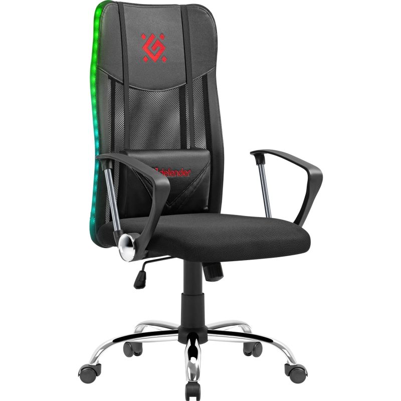 Крісло ігрове Defender Totem поліуретан 50мм,сітка, RGB, Black (64335)