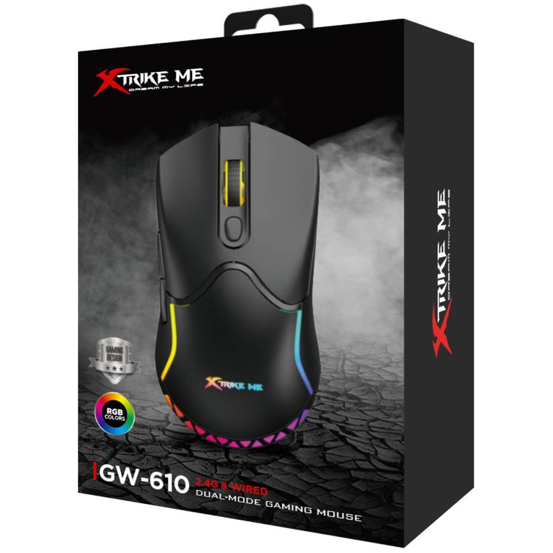 Мишка XTRIKE ME , ігрова бездротова 8000dpi., 7кн., RGB, чорна (GW-610)