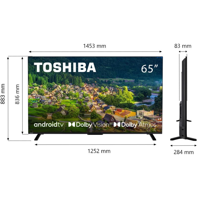 TV 65 Toshiba 4K UHD/LED/T2/Android 11/2 x 12W/Dolby Digital/HDMI/Wi-Fi/VESA 400 x 200 M4 (65UA2363DG)