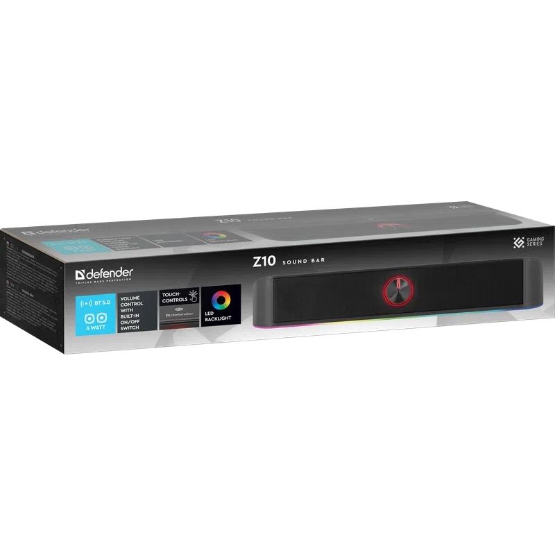 Акустична система 2.0 Defender Саундбар Z10 6Вт, Bluetooth/USB, LED чорна (65123)