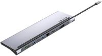 Док-станція USB3.1 Type-C --> HDMI 4K30Hz/VGA/USB3.0x3/RJ45/SD/TF/TRRS 3.5mm/PD 100W Vention 11in1 (THTHC)