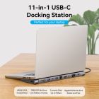 Док-станція USB3.1 Type-C --> HDMI 4K30Hz/VGA/USB3.0x3/RJ45/SD/TF/TRRS 3.5mm/PD 100W Vention 11in1 (THTHC)