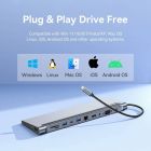 Док-станція USB3.1 Type-C --> HDMI 4K30Hz/VGA/USB3.0x3/RJ45/SD/TF/TRRS 3.5mm/PD 100W Vention 11in1 (THTHC)