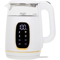 Електрочайник Adler AD 1305 white gold 1850-2200Вт/ 1.7л/ скло/ встановлення температури/ (AD1305WG)