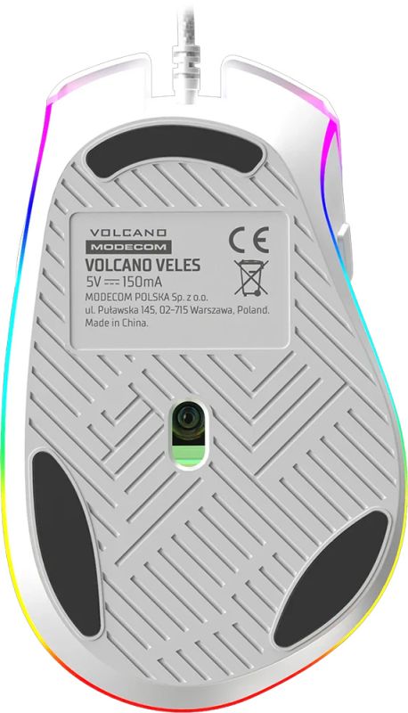 Мишка Modecom Veles Volcano, ігрова, 12800dpi., 8кн.,RGB, біла (M-MC-VELES-200)