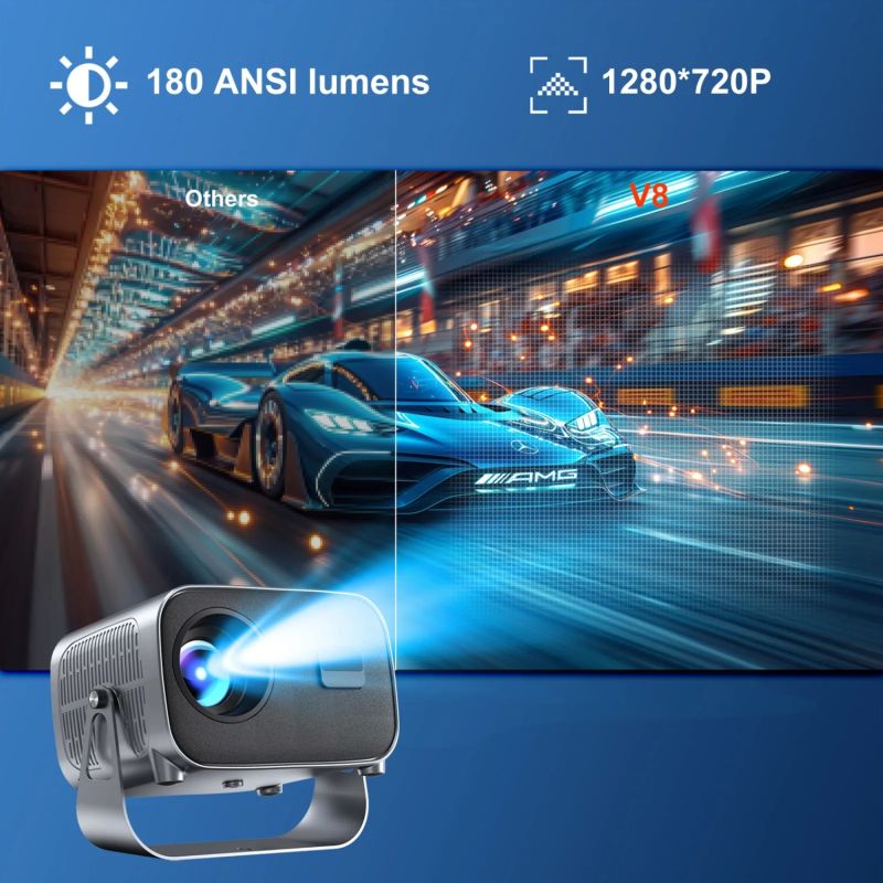 Проєктор H96 MAX V8 LED LCD HD 180AL 16:9 CPU:RK3566 1G/8G Android 12.0 WiFi6 BT сірий (H96MAX_V8)